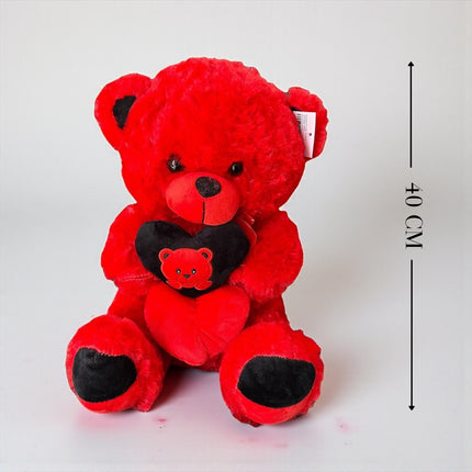 Oso de Peluche Con Corazones Grande Rojo/Blanco