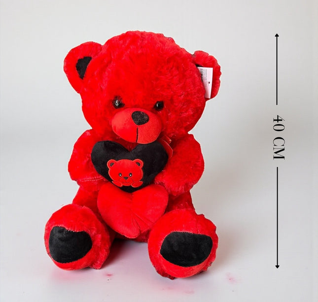 Oso de Peluche Con Corazones "San Valentin" Grande Rojo/Blanco