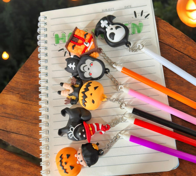 12 Lapiceros con Dijes Halloween 3D $7.3 c/u