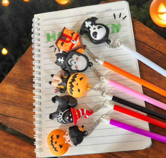 12 Lapiceros con Dijes Halloween 3D $7.3 c/u