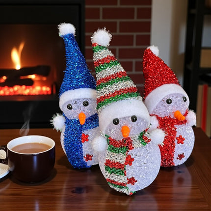 6 Muñeco de Nieve Navideño con luces y Gorro  $25 c/u