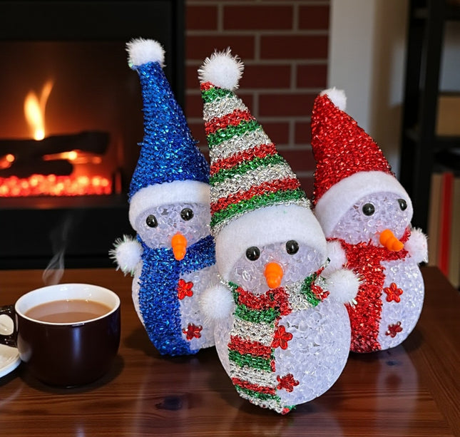 6 Muñeco de Nieve Navideño con luces y Gorro  $25 c/u