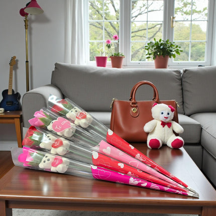 12 Rosa con Osito "Te Amo" $6.5 c/u