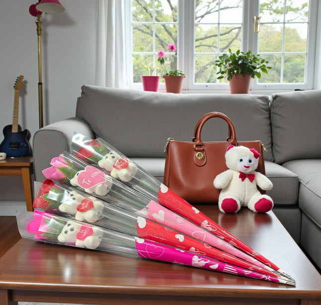 12 Rosa con Osito "Te Amo" $6.5 c/u