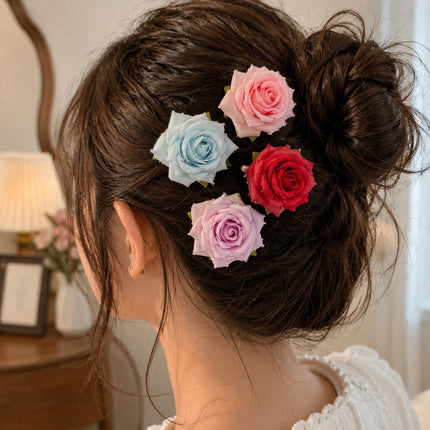 12 Pasador Rosa Hermosa con Detalle de Gotas $12.5 c/u