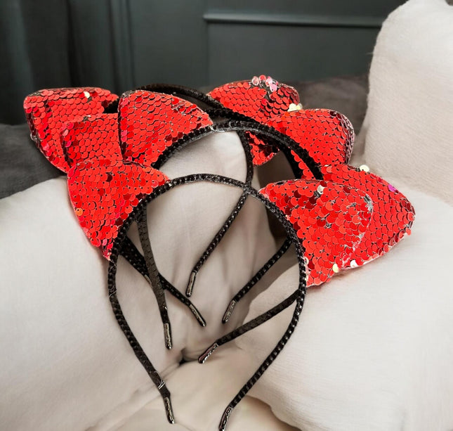 10 Diademas Reversibles Lentejuelas Gatito $6.5 c/u