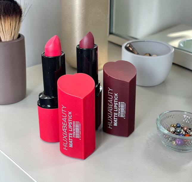12 Labiales Matte "Corazón" Huxia $11 c/u