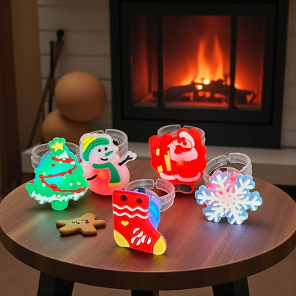 50 Anillos Navideños con Luces y Figuras $3.5 c/u