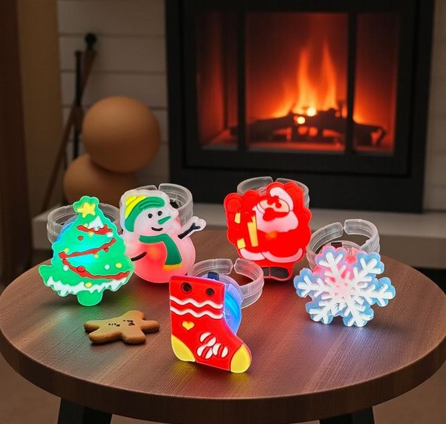 50 Anillos Navideños con Luces y Figuras $3.5 c/u