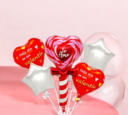 12 Sets de 5 Globos "San Valentin" de Figuras $23 c/u