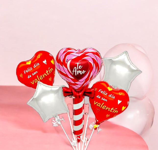 12 Sets de 5 Globos "San Valentin" de Figuras $23 c/u