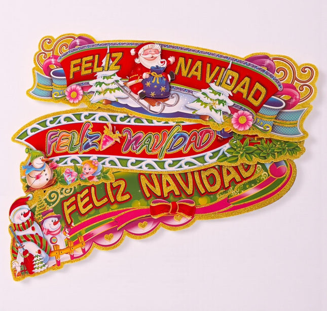 12 Letrero Feliz Navidad 52cm * 15cm $12.6 c/u