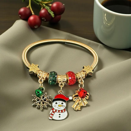 12 Pulseras Navideñas Tipo Pandora Doradas $14.9 c/u