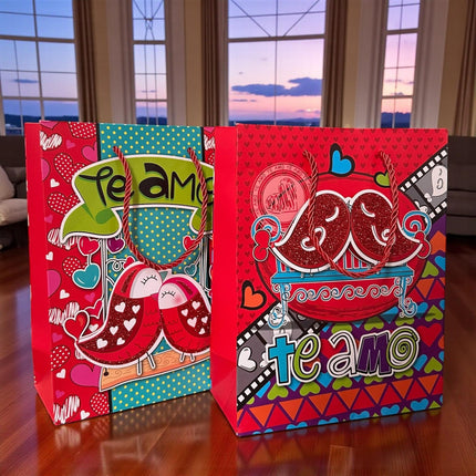 12 Bolsas para Regalo Te Amo 3D "San Valentin" $13 c/u
