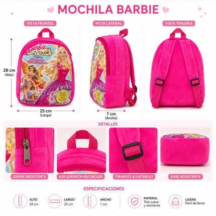 Mochila Barbie de Peluche con Tirantes Ajustables