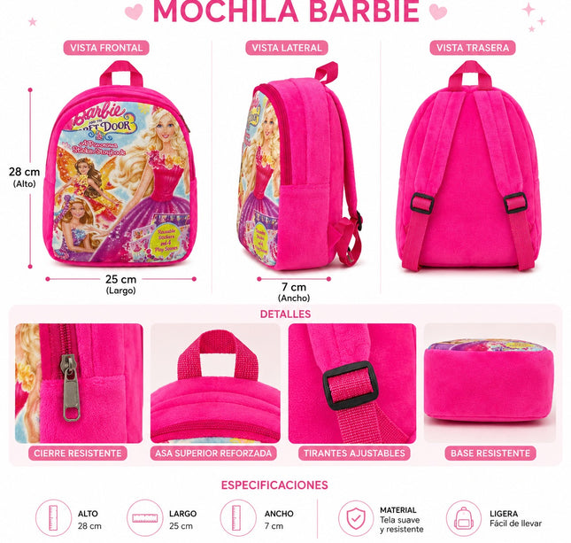 Mochila Barbie de Peluche con Tirantes Ajustables
