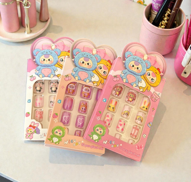 12 Sets de Uñas Infantiles Animalitos Disfraz $5.9 c/u