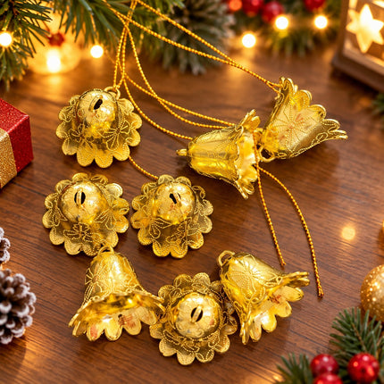 Kit de 8 Campanitas Navideñas Doradas Elegantes
