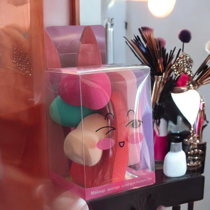 12 Sets Esponjas y Borlas para Maquillaje Caritas $6.5 c/u