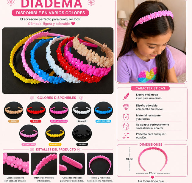 12 Diademas Conejitos Ositos $5.20 c/u