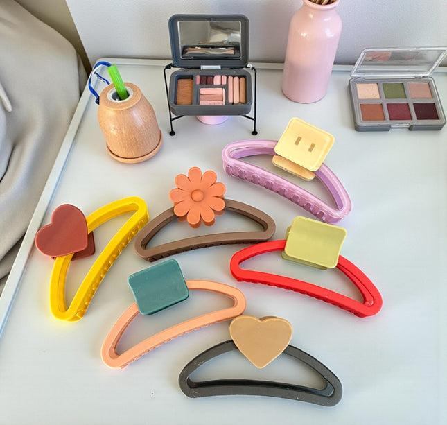 12 Pinzas Grandes Cristalinas con Figuras Colores $10.5 c/u