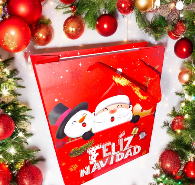 12 Bolsas de regalo Navideñas 3D 22cm x 20 cm $14.9 c/u