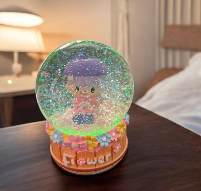 Bola de Cristal Flores con Luz