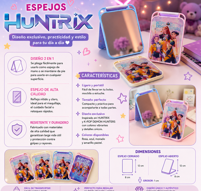 12 Espejos Guerreras K.Pop de Bolsillo $7.9 c/u