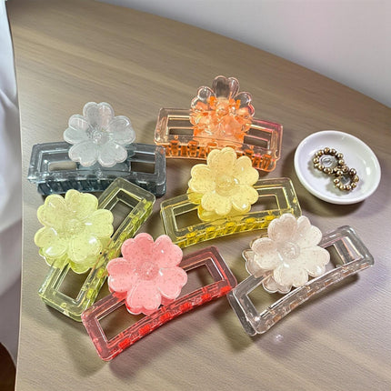 12 Pinzas Cristalinas Flor Rectangulares $8.9 c/u