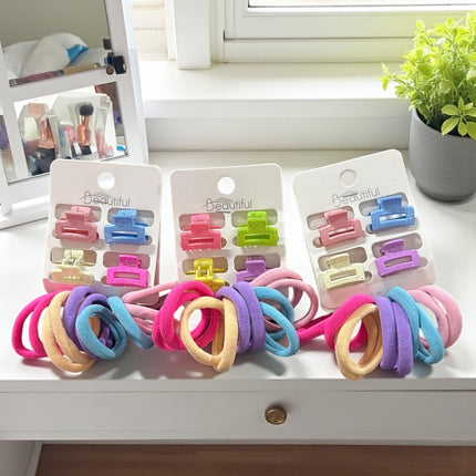 12 Sets Donas Colores y Pincitas para cabello $13 c/u