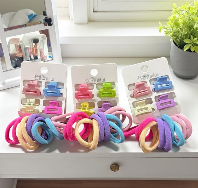 12 Sets Donas Colores y Pincitas para cabello $13 c/u