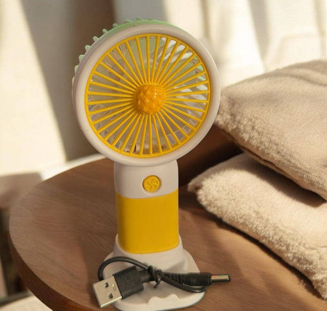 Ventilador Frutitas de Mano Colores con Base