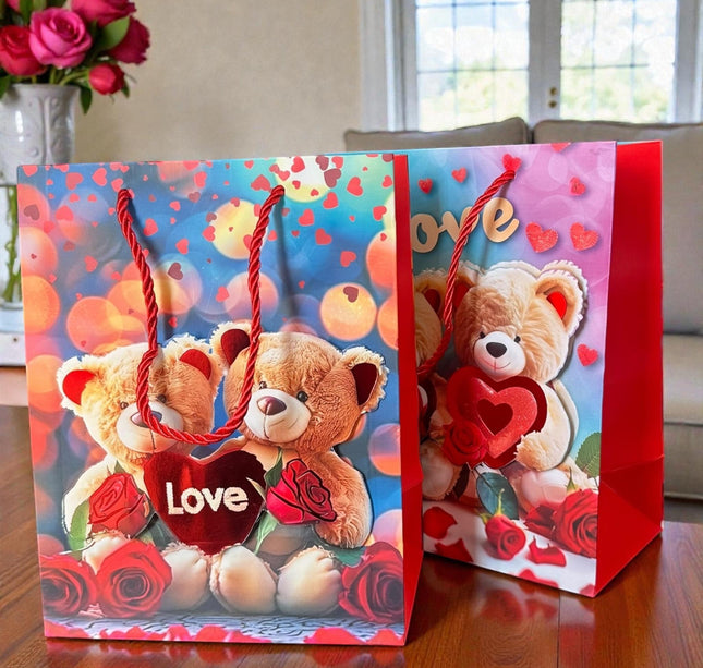 12 Bolsas para Regalo Ositos 3D "Love" $11 c/u