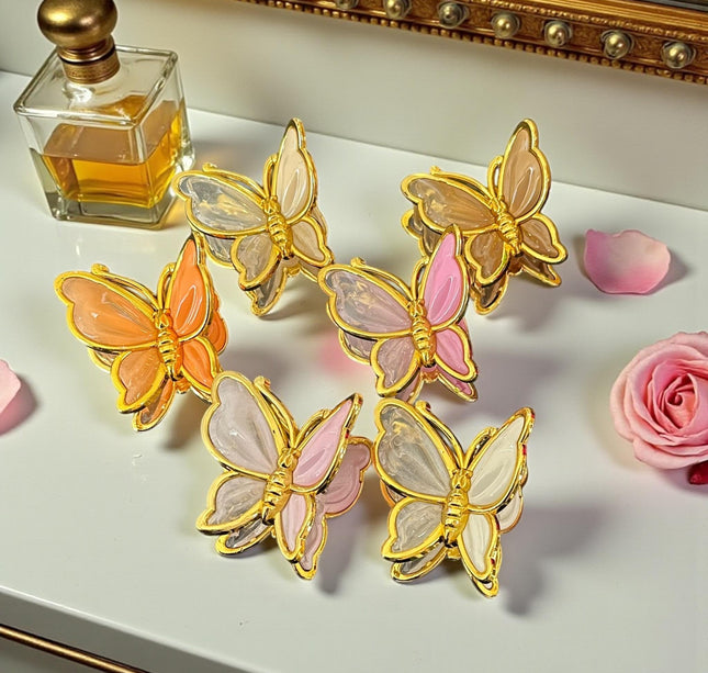 12 Pinzas Mariposas Colores con Bordes Dorados $10.5 c/u