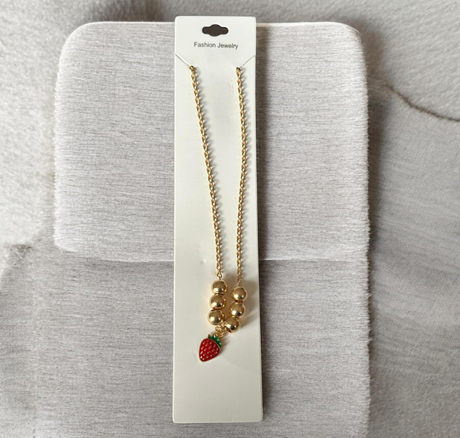 12 Collares Cerezas/Fresas Bolitas $8.3 c/u
