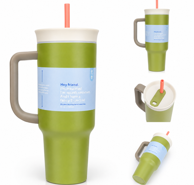 Exclusivo Tienda en linea 💥💎Termo Vaso para Agua 40oz con Popote y Agarradera