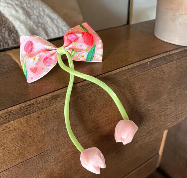 12 Moños con Tulipanes Estampados Hermosos $14 c/u