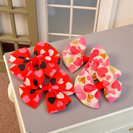 12 Pares de Moñitos "San Valentin" Corazones $5.7 c/u