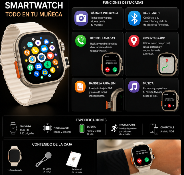 Smarth Watch 4G Con Bluetooth y espacio para SIM