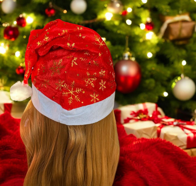12 Gorros Navideño Decorado con copos de Nieve $9.2 c/u