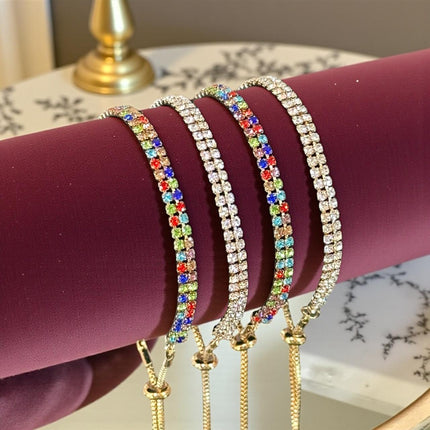 12 Pulseras Doradas Pedreria Ajustable $11.9 c/u