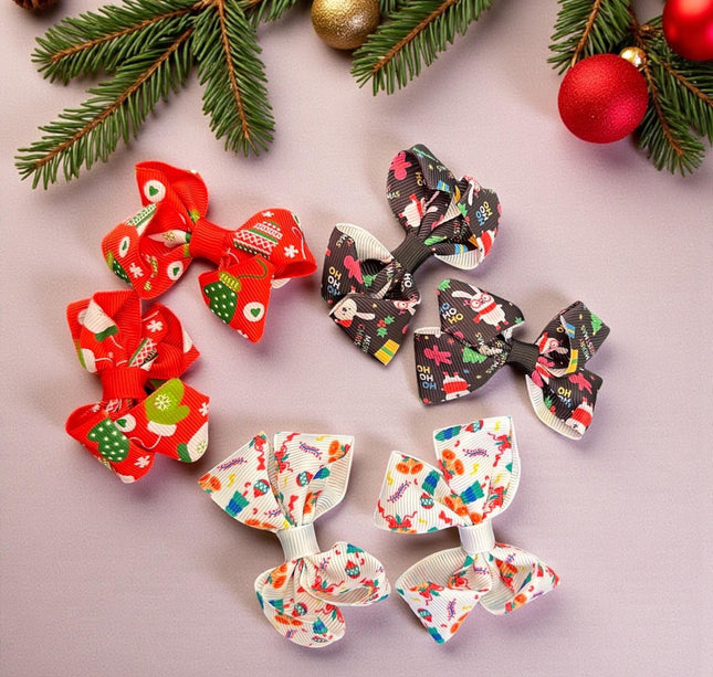 12 Pares de moñitos Santa Navideños $5.6 c/u