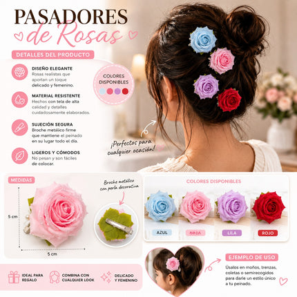 12 Pasador Rosa Hermosa con Detalle de Gotas $12.5 c/u