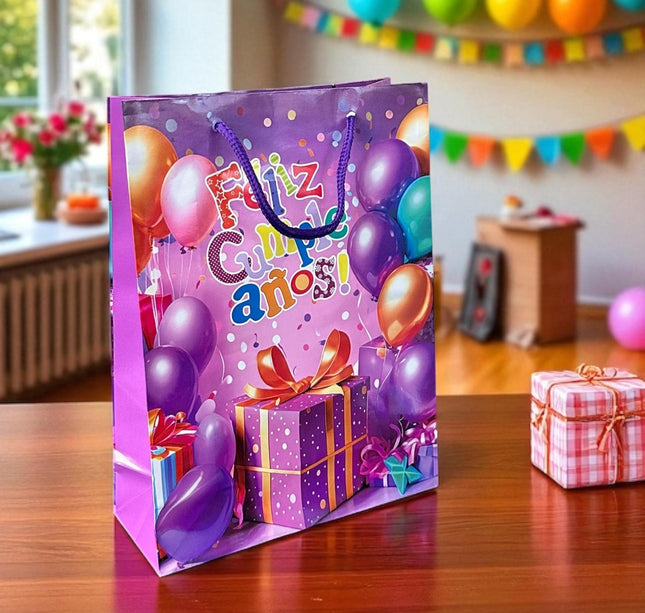 12 Bolsas Para reglo "Feliz Cumpleaños" $6.75 c/u