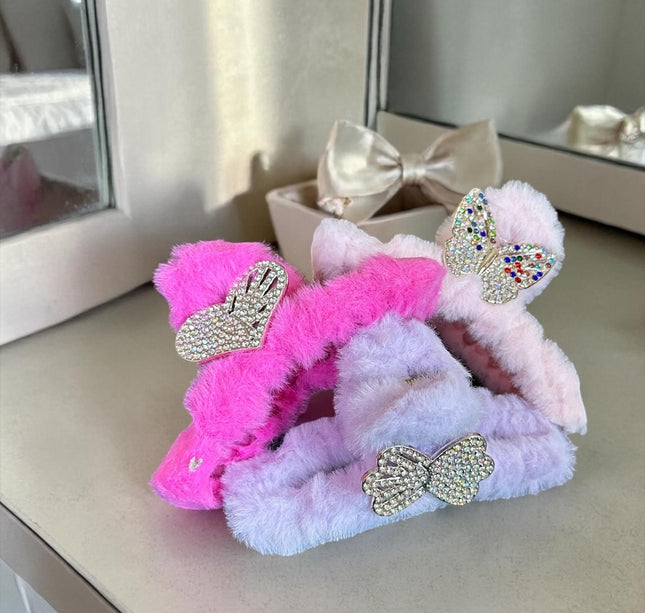 12 Pinzas Peluche con Figura de Pedreria Hermosa $6 c/u