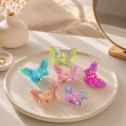 12 Pinzas Mariposas Cristalinas Hermosas $5.1 c/u