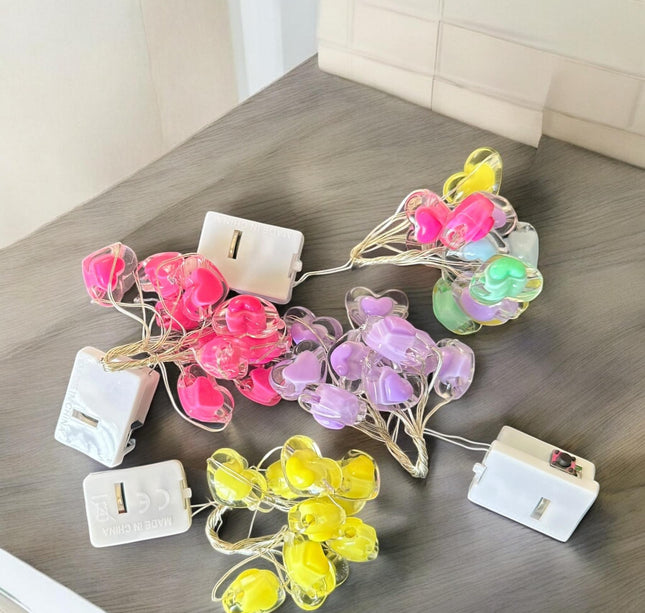 6 Mini serie de Luces corazon 1m $18 c/u