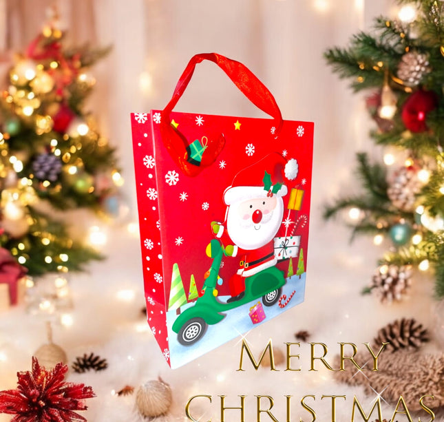 12 Bolsas de regalo Navideñas 3D 22cm x 20 cm $14.9 c/u