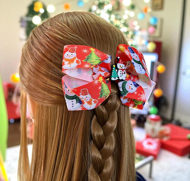 12 Moños Navideños Estampados Figuras $6.3 c/u