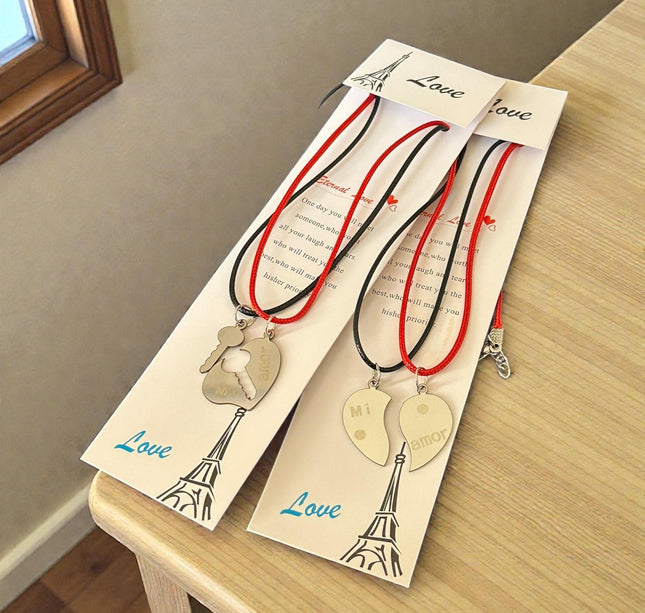 12 Collares Parejas Rojo/Negro Dobles $10.83 c/u